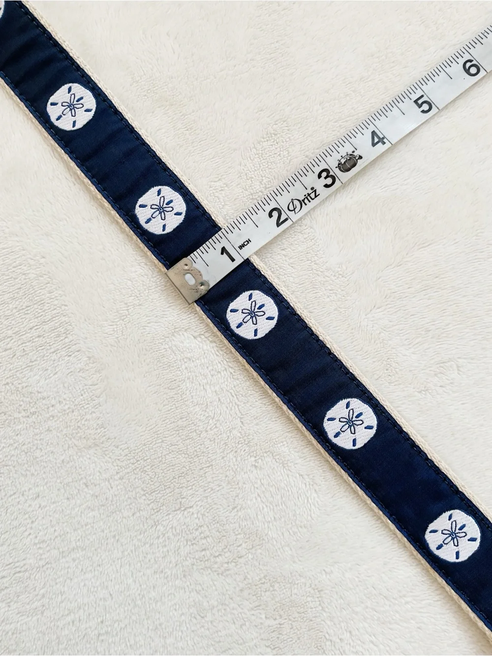 Eliza B. Navy Sand Dollar D-Ring Canvas Belt Size M Made in USA